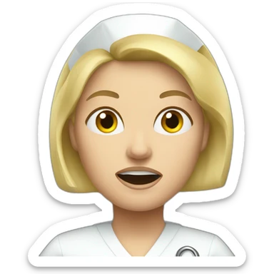 very angry blonde woman nurse sticker