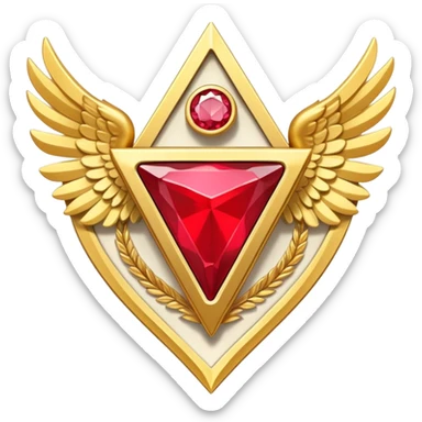 Triangle Rubby stone award-in-frame-decorated-with-golden-angel--wings sticker