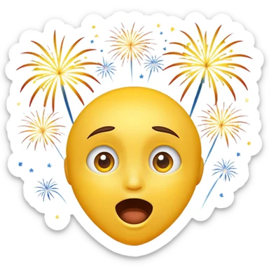 yellow face looking up at fireworks, excited expression sticker