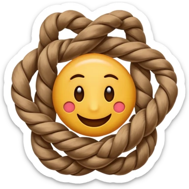 knot or tangled rope, pain point concept, emoji style sticker