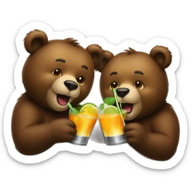 two bears drinking a cocktail sticker