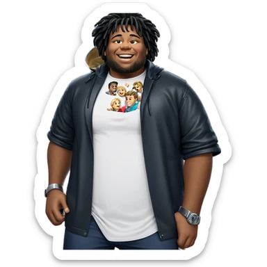 smiling male with open jacket sticker