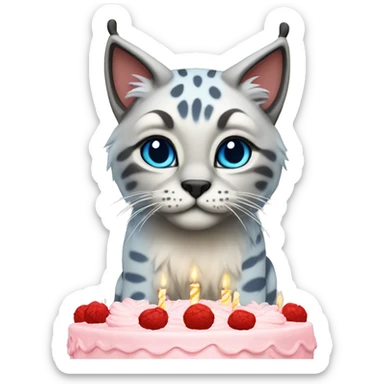 Blue lynx point cat birthday cake sticker