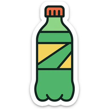 modern icon of a Mountain Dew bottle, simple, bold lines, minimal color, easily recognizable, no text sticker