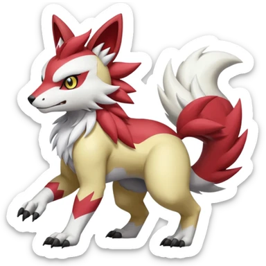 WereGarurumon-Obstagoon-Meloetta-Renamon-Zangoose-fusion-hybrid-creature (full body) sticker