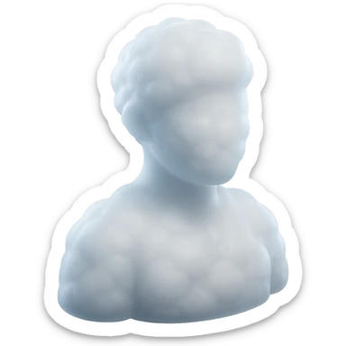 A person from the shoulders up, entirely composed of fluffy white convex clouds sticker