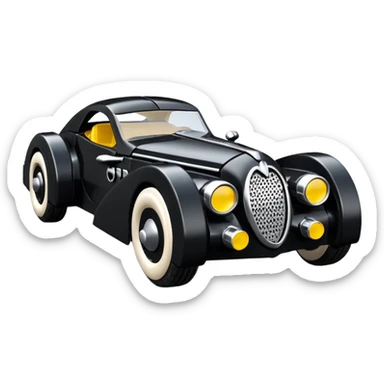  the animated series Batman aerodynamic Lego opulent dark knight futuristic concept loosely based on 1936 cord 812 jaguar(flat long straight faceted mechanical body) winged stealthy street hot rod  sticker