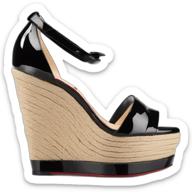 Platform wedges black louboutin sandal patent sticker
