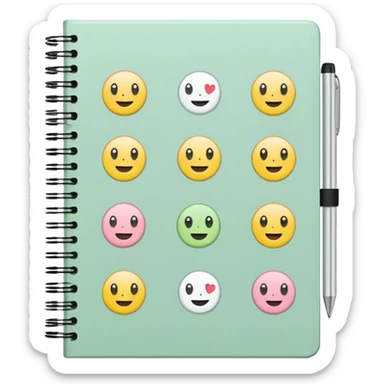 pale green note book with cute stickers sticker