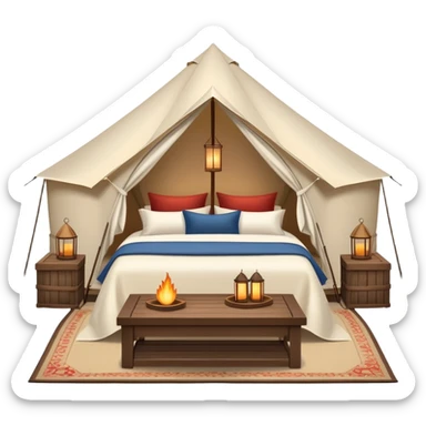 luxury glamping tent with elegant furniture and decorations sticker