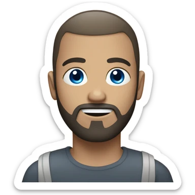 White guy with black beard and buzz cut blue eyes sticker