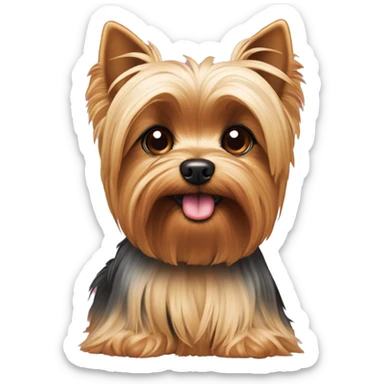 Yorkie dog with a pink ྀིྀི sticker