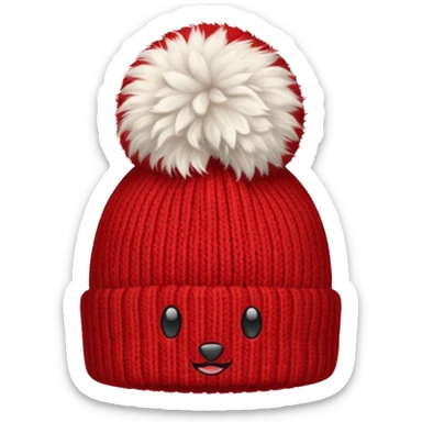 beanie with A fluffy pom-pom sticker