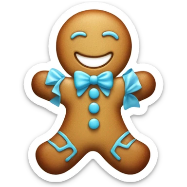 Happy Gingerbread man with light blue bow  sticker