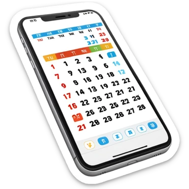 smartphone with calendar app showing on screen sticker