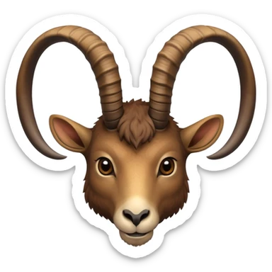 alpine ibex face with straight horns sticker