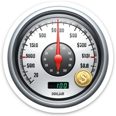 speedometer with a dollar coin in the center sticker