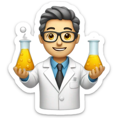 chemist with two beakers sticker