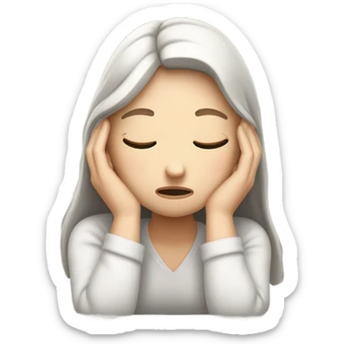  White girl ashamed of herself of hiding face in hands sticker