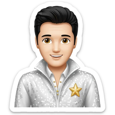 Elvis Presley with white sequin outfit sticker
