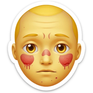 A circular yellow face with many small and close together face herpes sores sticker