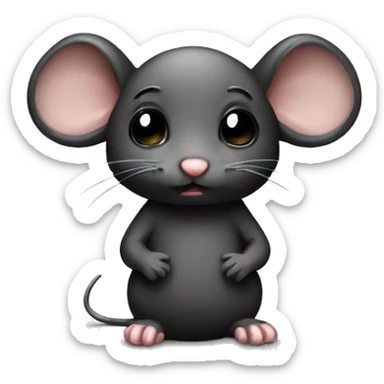 little sad mouse black  sticker
