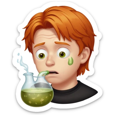 Ron Weasley with ginger hair vomiting slugs sticker