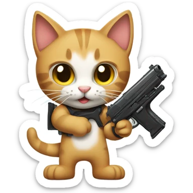 cat with guns sticker