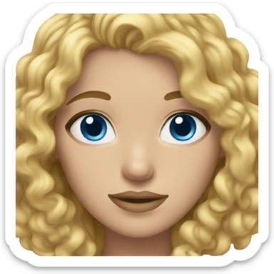 Woman with curly blonde hair and blue eyes sticker