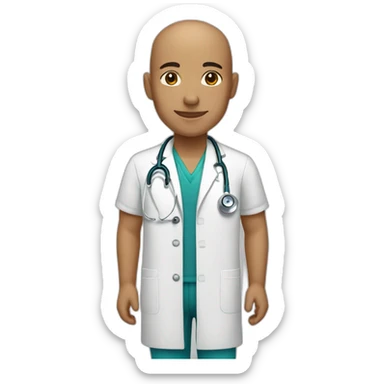 a bald family physician with light brown skin sticker