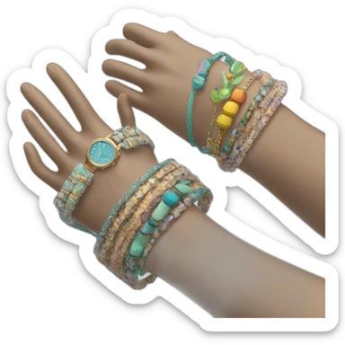 manikin hand with a stack of bracelets on wrist sticker