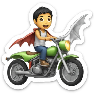 Half Asian boy riding a pterodactyl sticker