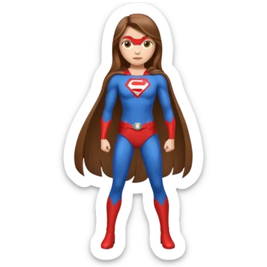 fille  brune en entier cheveux tres long et lisse super heros sticker