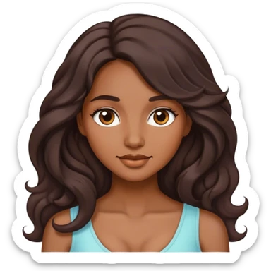 lady with medium brown skin, long wavy dark hair, soft features sticker