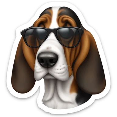 Dog basset hound full-height with sunglasses sticker