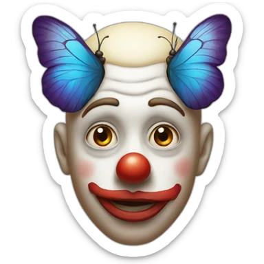 a clown with a butterfly on his nose  sticker