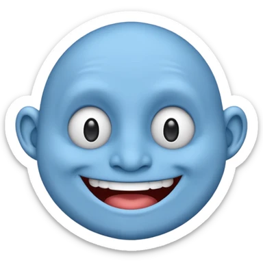Blue emoji troll face sticker
