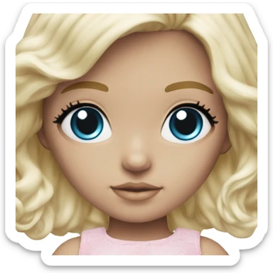 ocean blue doll eyes, blonde hair, feminine, pink, girl, angelic sticker
