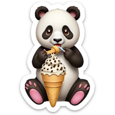 Panda eating ice cream sticker