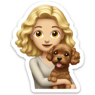 Blonde girl holding brown cavapoo sticker