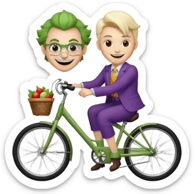 A teacher riding a bike with a joker-like aura sticker