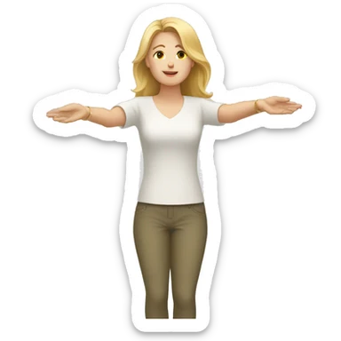 white woman raising palms in defense / surrender sticker