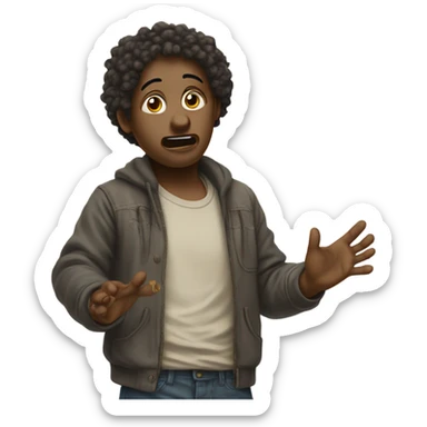 Broke person holding hand out for money  sticker