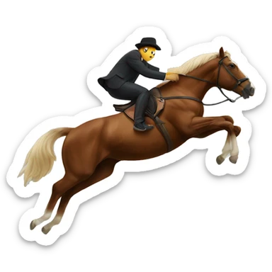 horse jumps over a man sticker