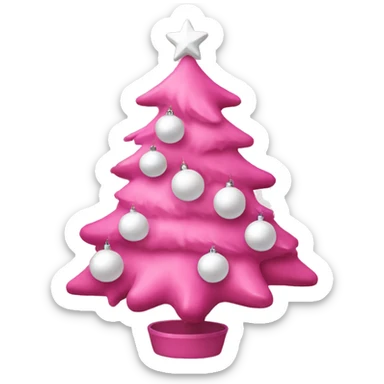 pink christmas tree with white ornaments sticker