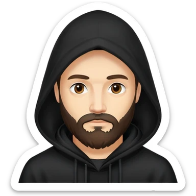 Russian man with beard in a black hood  sticker