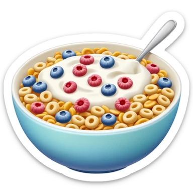 a bowl of colorful cereal, simple, clear sticker