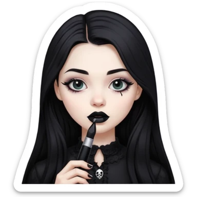 gothic girl makes up sticker