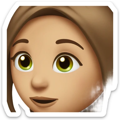 Pretty girl with green eyes and long brown straight hair blowing a kiss kiss sticker