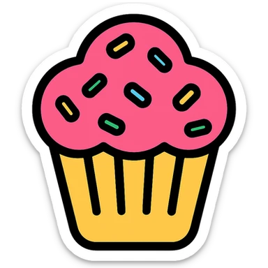 colorful cupcake icon with sprinkles sticker